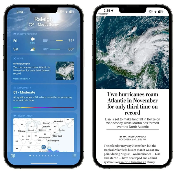 南丹苹果14维修分享iPhone 14手机如何看天气时顺带看新闻 