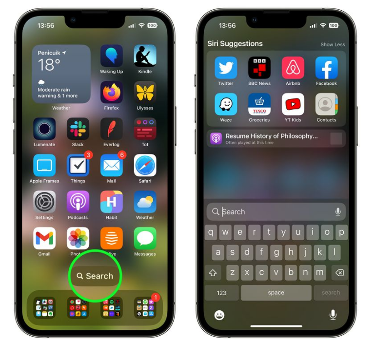 南丹苹果手机维修分享升级到 iOS 16 后，如何删除主屏幕上的搜索按钮 